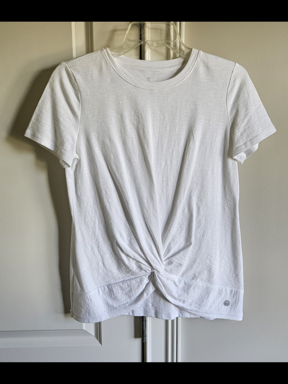 Talbots White Short Sleeve Tee with Knotted Front